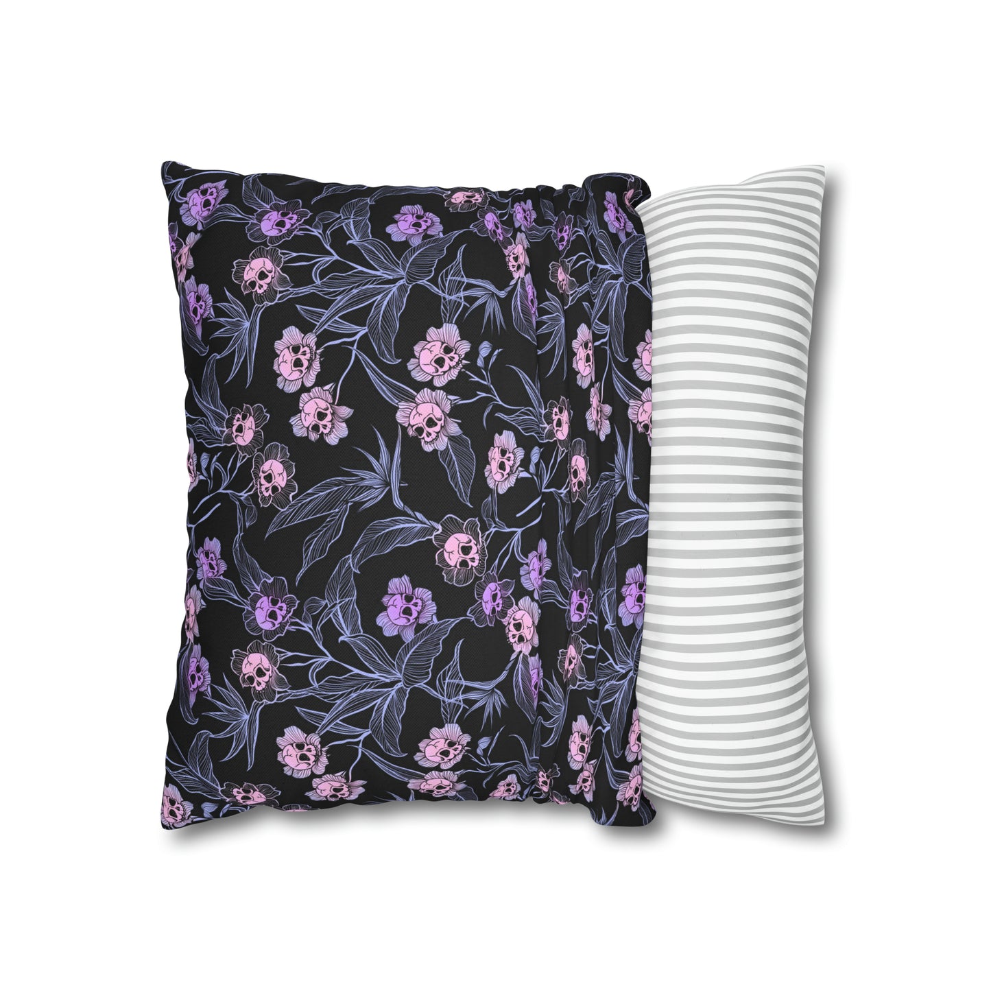 Pastel Goth Spun Polyester Square Pillow Case - Pink & Black - Red Finch Creations