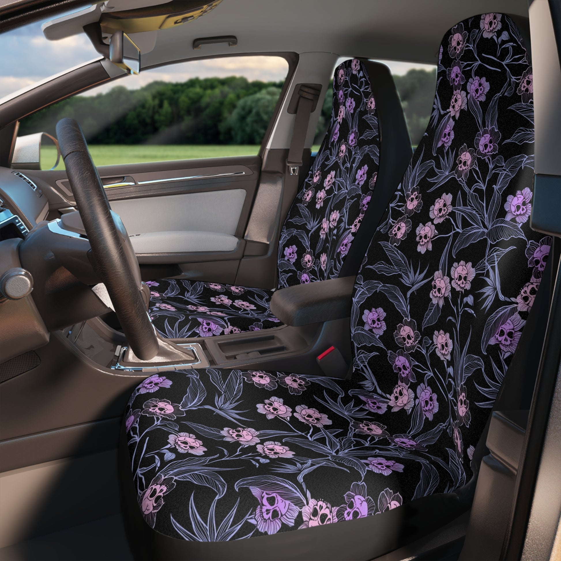 Pastel Goth Car Seat Covers - Pink + Black - Red Finch Creations