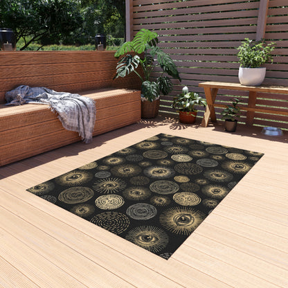 Occult Eye Indoor/Outdoor Area Rug - Black & Gold - Red Finch Creations