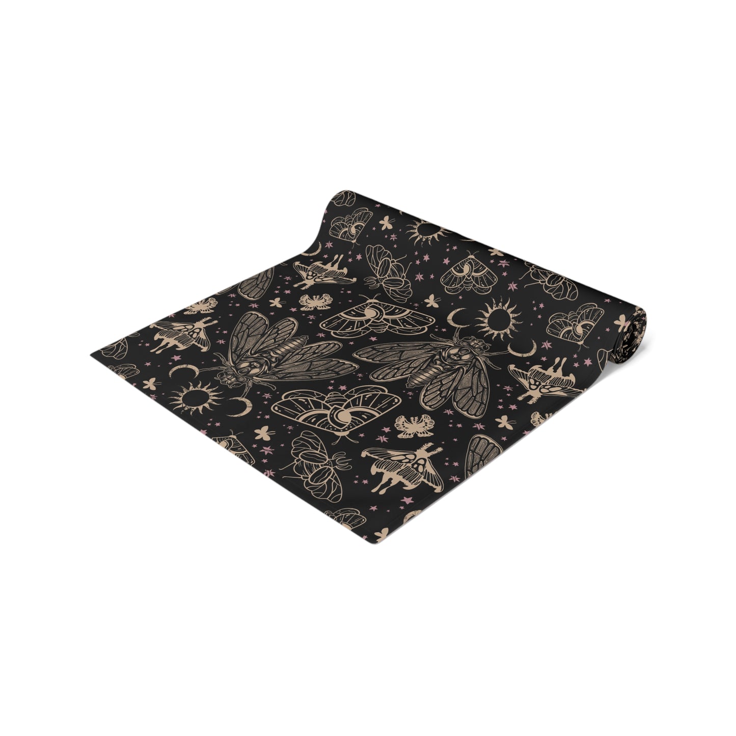 Witchy Cicada Table Runner - Black & Beige - Red Finch Creations
