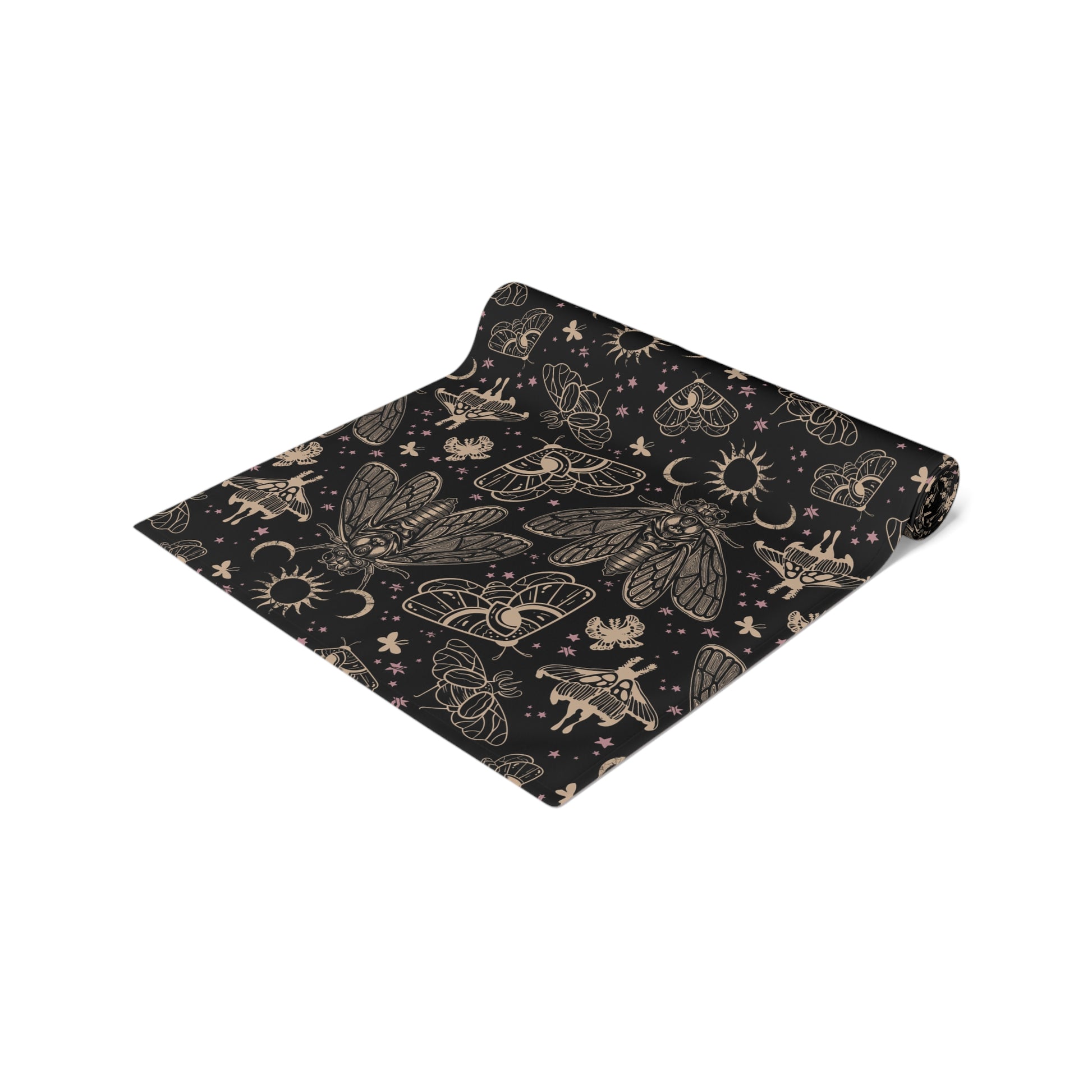 Witchy Cicada Table Runner - Black & Beige - Red Finch Creations