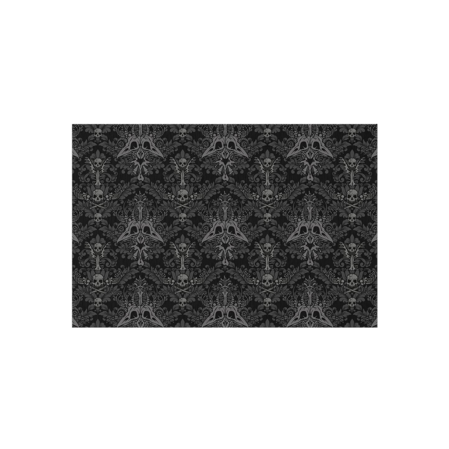 Dark Damask Bones Indoor/Outdoor Area Rug - Red Finch Creations