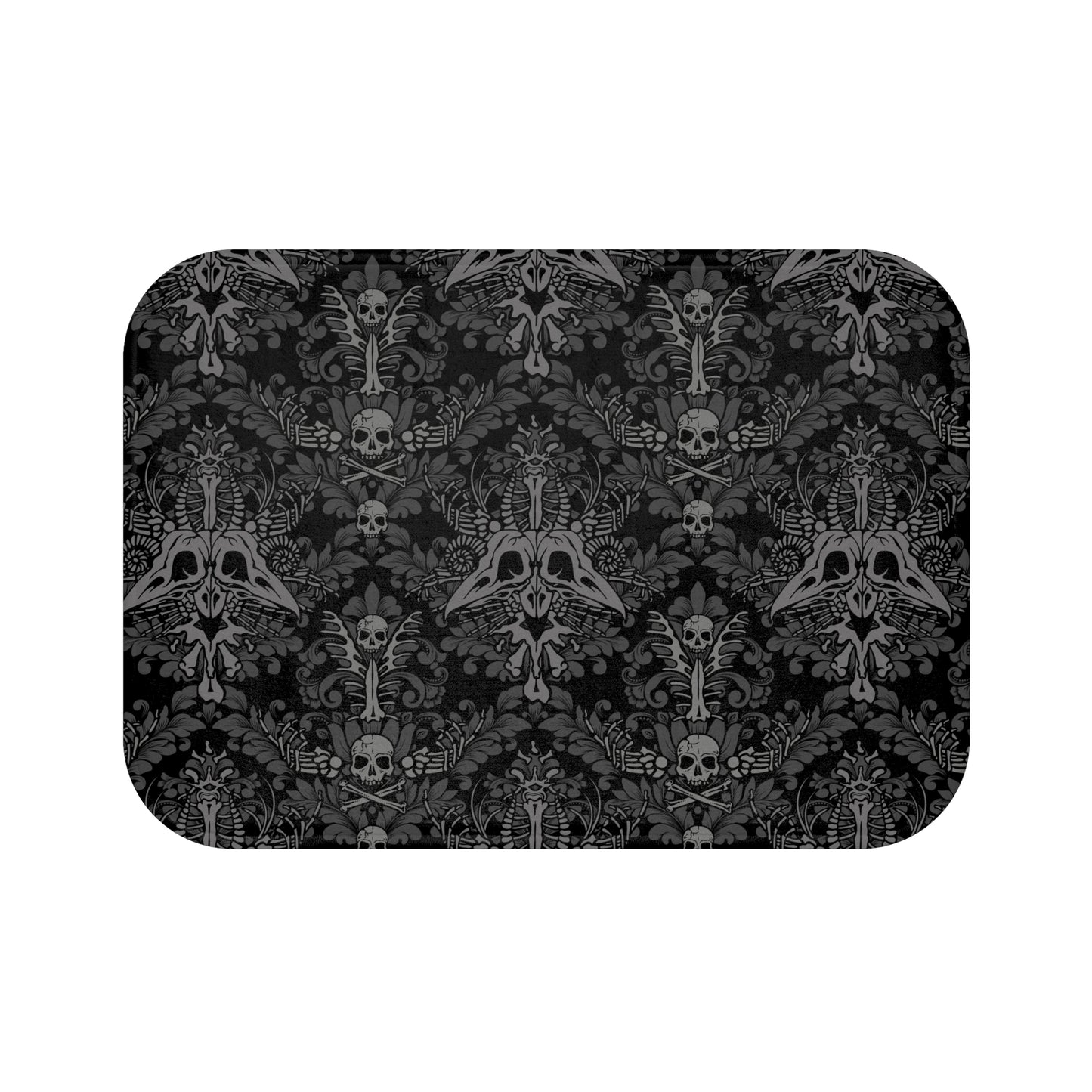 Dark Damask Bones Bath Mat - Black - Red Finch Creations