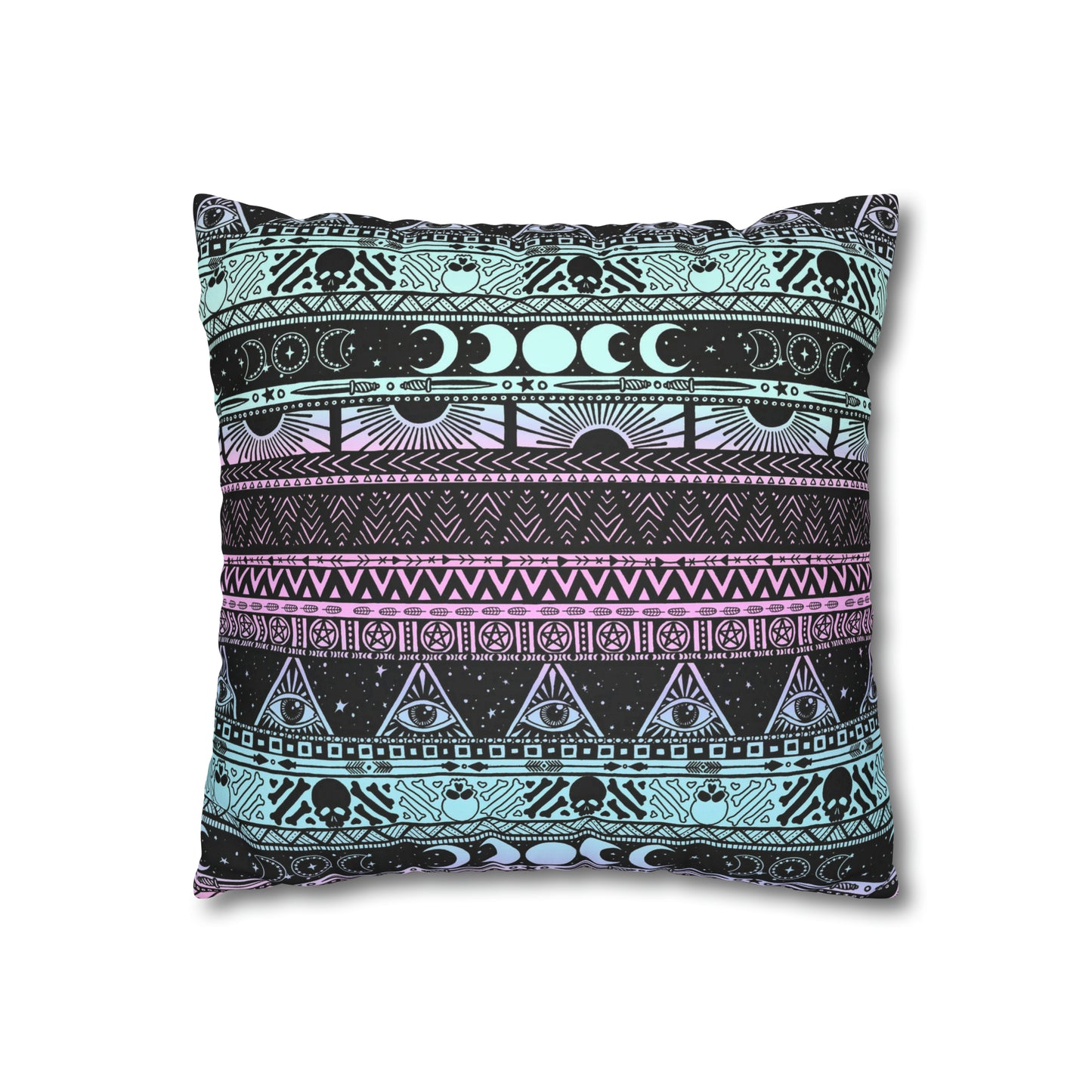 Esoteric Pastel Striped Throw Pillow Cover - Pink & Turquoise - Red Finch Creations