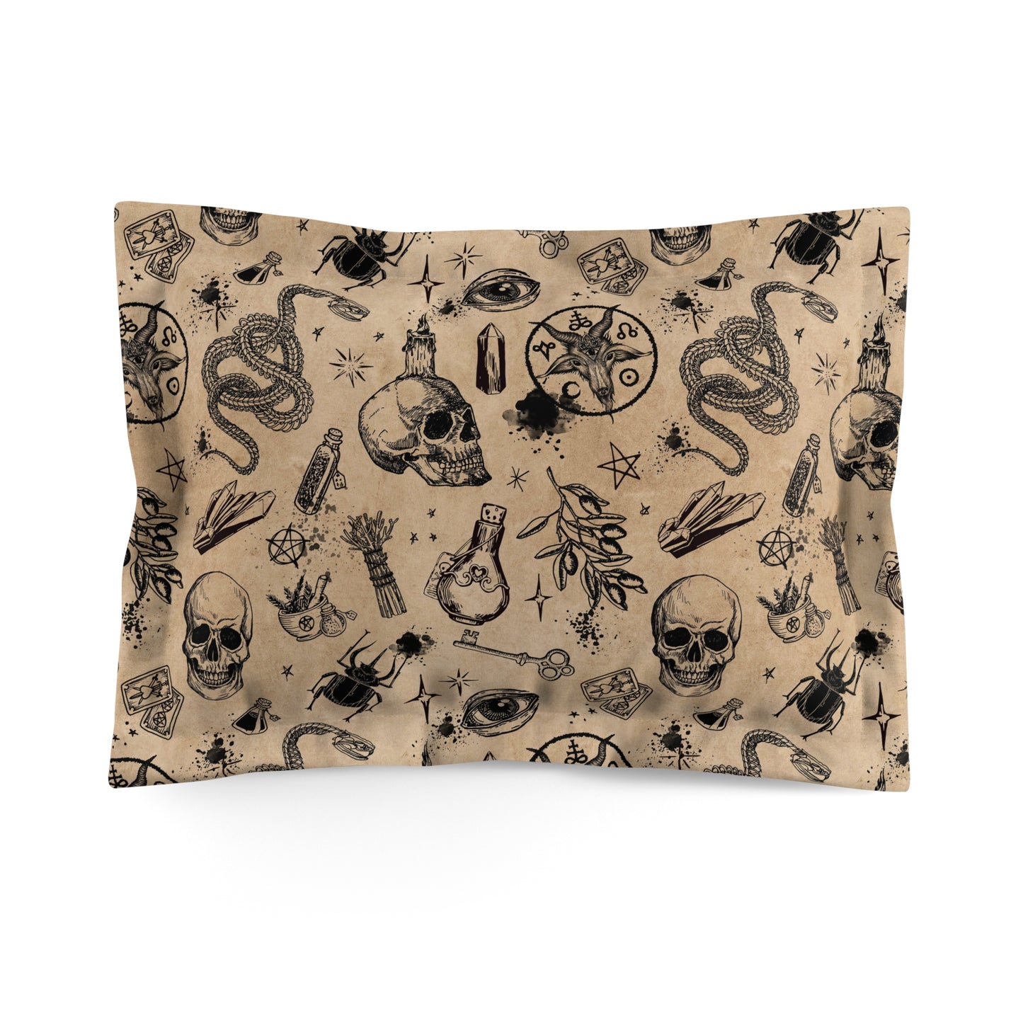 Occult Witchcraft Microfiber Pillow Sham - Beige - Red Finch Creations