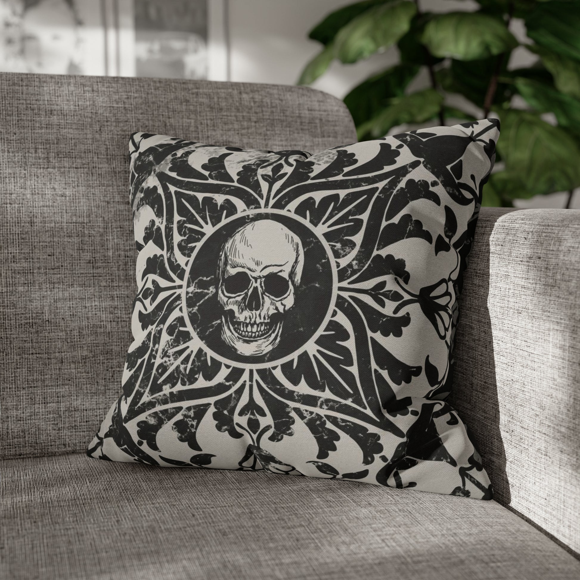 Gothic Skull Tile Reversible Square Pillowcase - Red Finch Creations