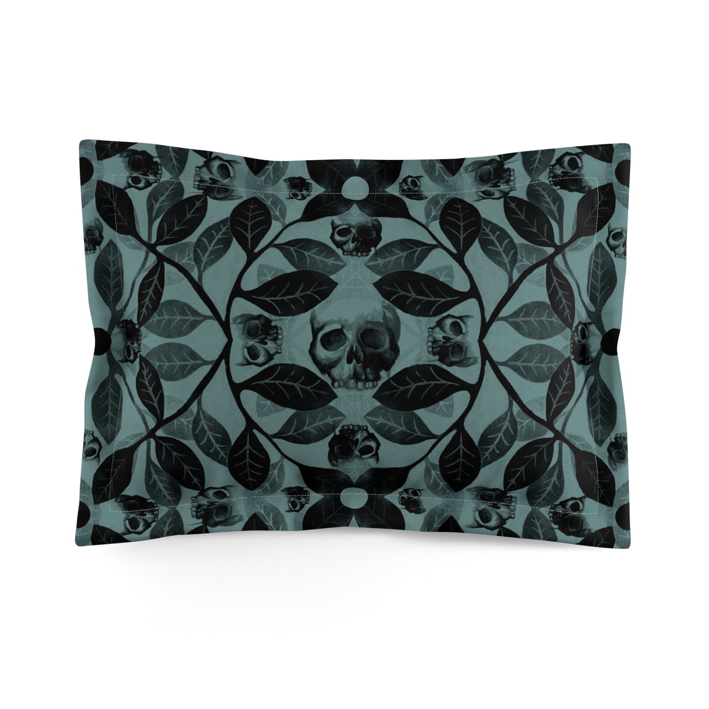 Watercolor Skull Microfiber Pillow Sham - 1pc Steel Blue - Red Finch Creations