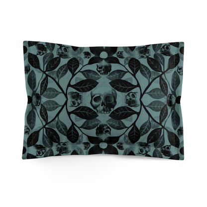 Watercolor Skull Microfiber Pillow Sham - 1pc Steel Blue - Red Finch Creations