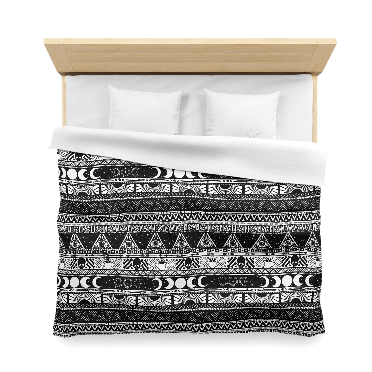 Striped Boho Goth Duvet Cover - Black + White - Red Finch Creations