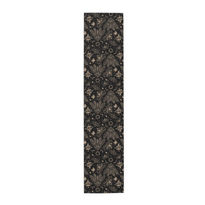 Witchy Cicada Table Runner - Black & Beige - Red Finch Creations