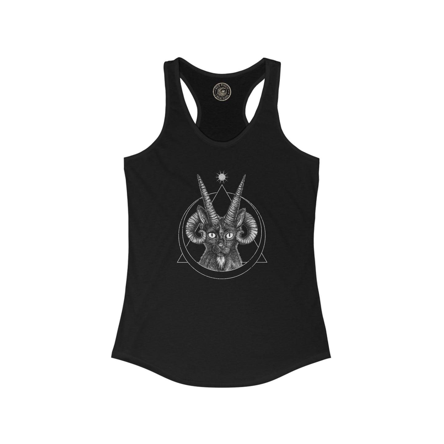 Horned Demon Cat Racerback Tank-top - Black - Red Finch Creations