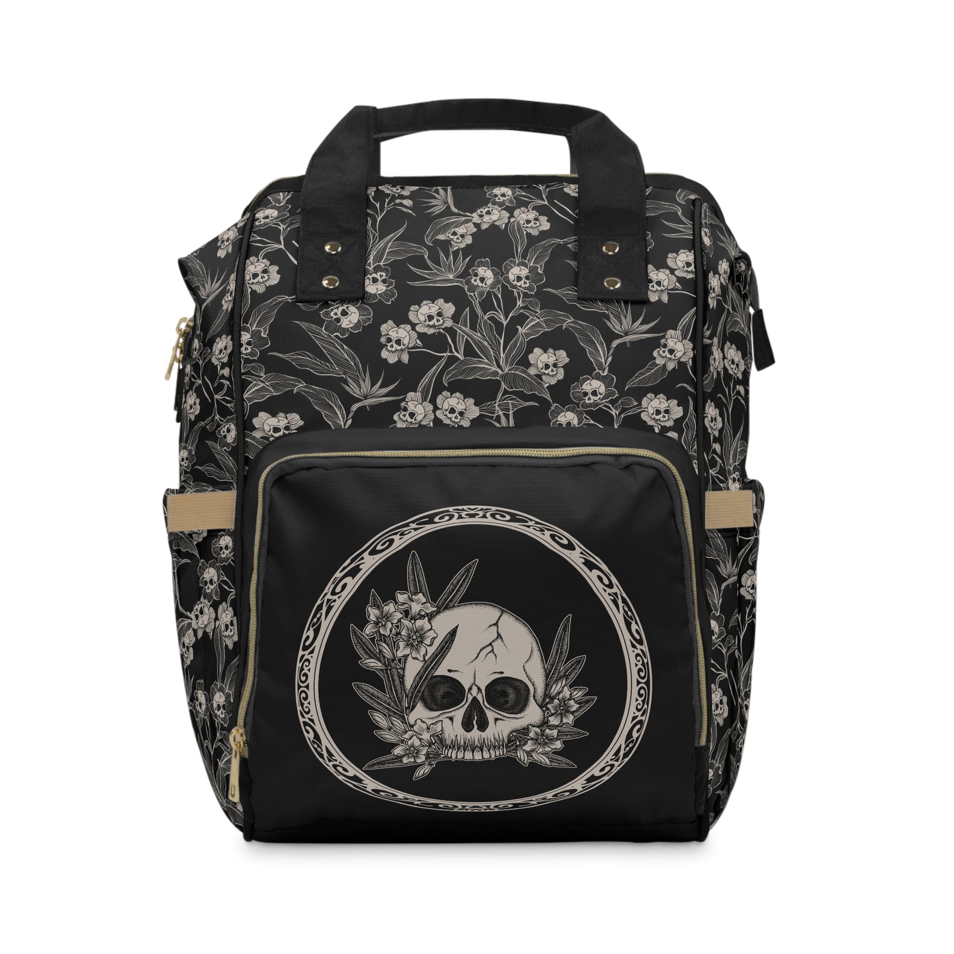 Gothic Floral Poison Oleander Multifunctional Diaper Backpack - Red Finch Creations