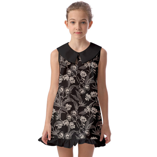 Gothic Floral Pilgrim Collar Kid's Dress - Red Finch Creations