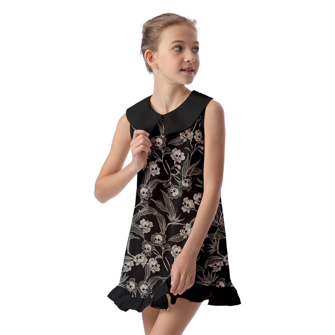 Gothic Floral Pilgrim Collar Kid's Dress - Red Finch Creations