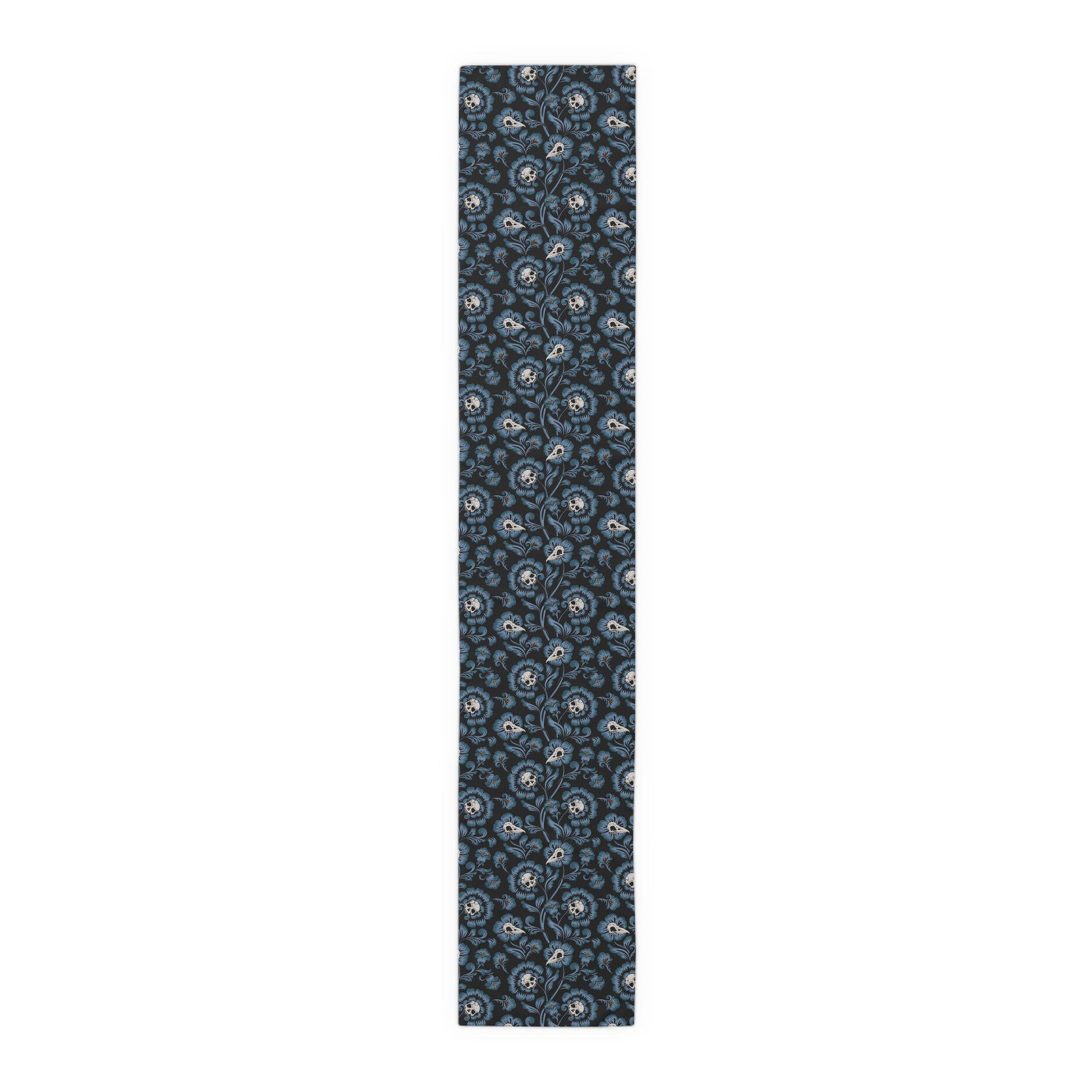 Victorian Skull Flower Table Runner - Blue - Red Finch Creations