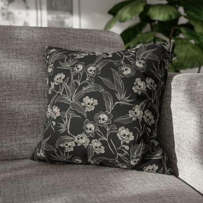 Gothic Floral Skull Flower Throw Pillow Cover - Red Finch Creations