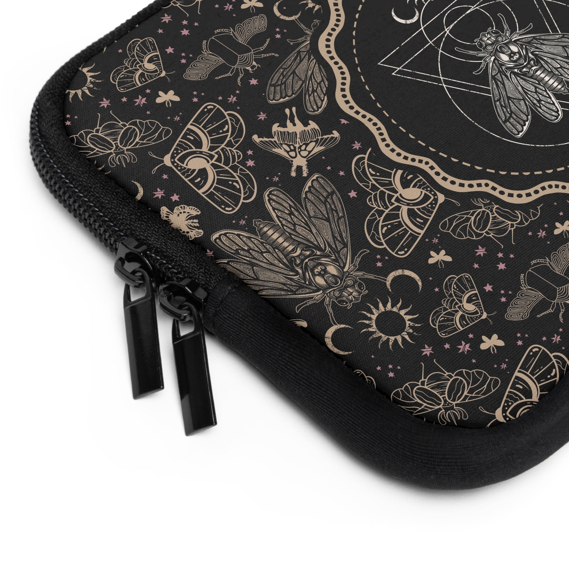 Witchy Occult Cicada Laptop Sleeve - Black + Gold - Red Finch Creations