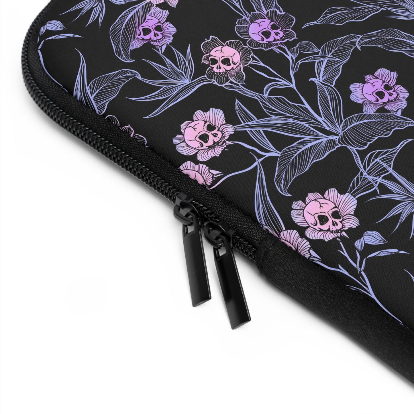 Pastel Goth Floral Neoprene Laptop Sleeve - Pink + Black - Red Finch Creations