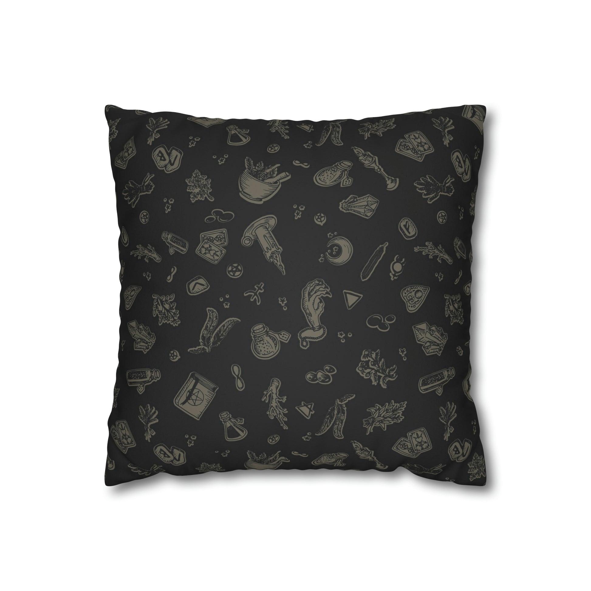 Occult Snake Skeleton Faux Suede Throw Pillow Case - Red Finch Creations