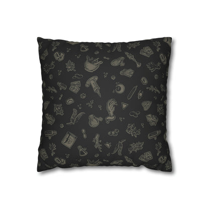 Occult Snake Skeleton Faux Suede Throw Pillow Case - Red Finch Creations