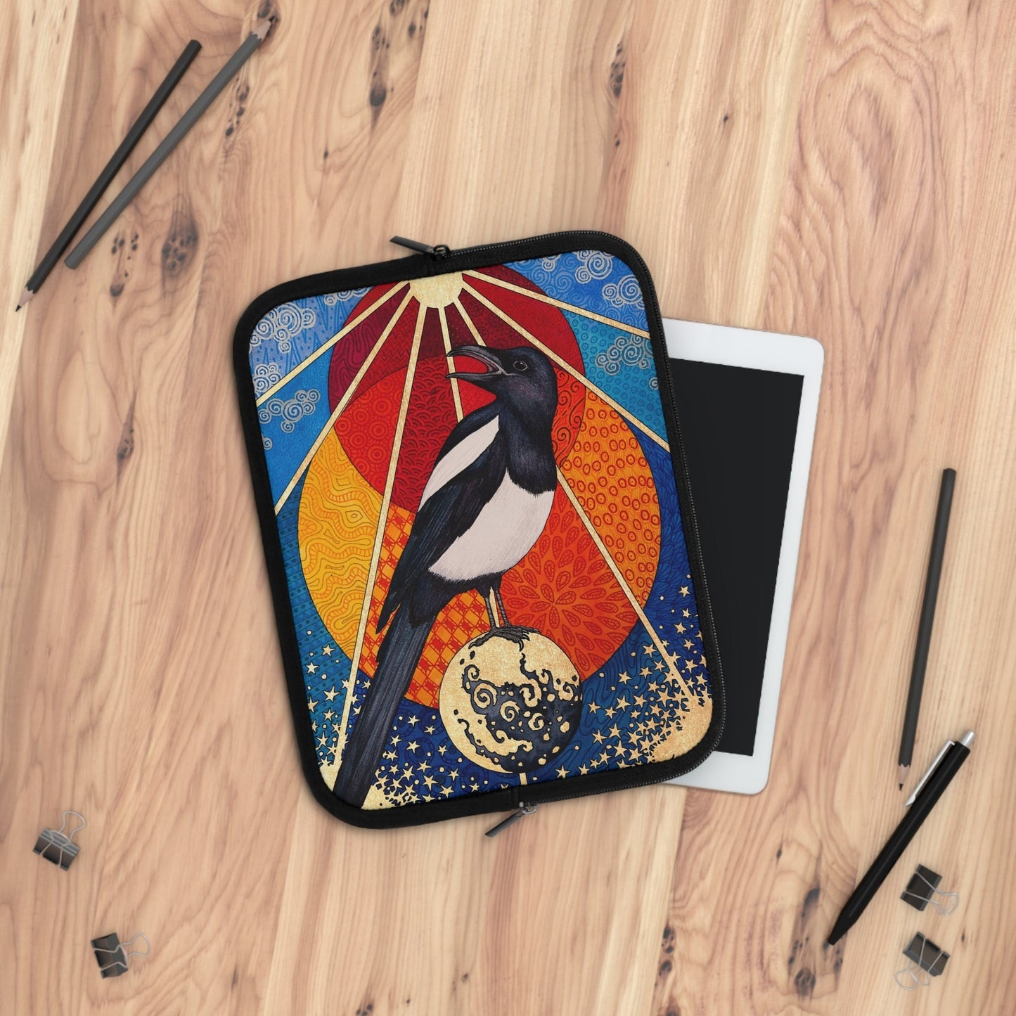 Whimsigoth Esoteric Magpie Laptop Sleeve - Red Finch Creations