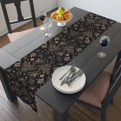 Witchy Cicada Table Runner - Black & Beige - Red Finch Creations