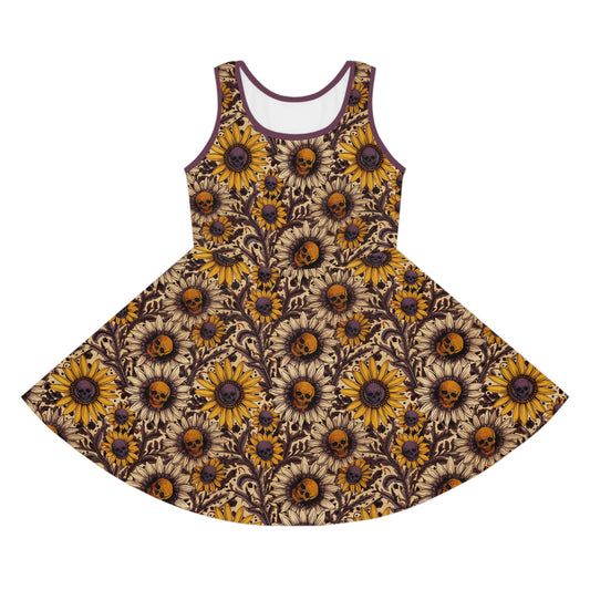 Sunflower Skull Kids' Sleeveless Sundress - Red Finch Creations