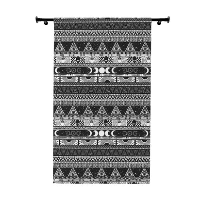 Boho Goth Striped Window Curtain (One Piece) - Black & White - Red Finch Creations