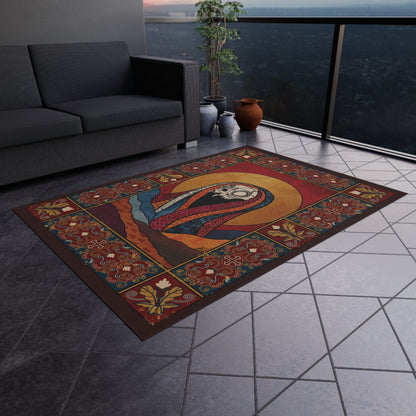 Red and Gold Baroque Cat Skull Area Rug