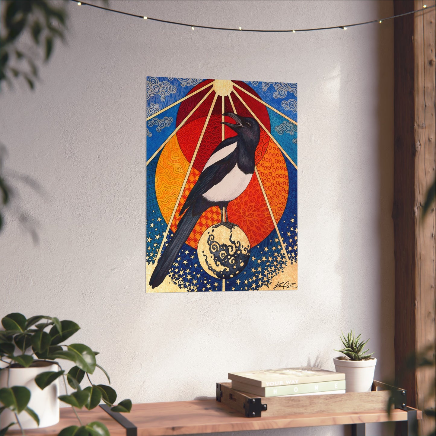 Celestial Magpie - Matte Finish Fine Art Print - Red Finch Creations