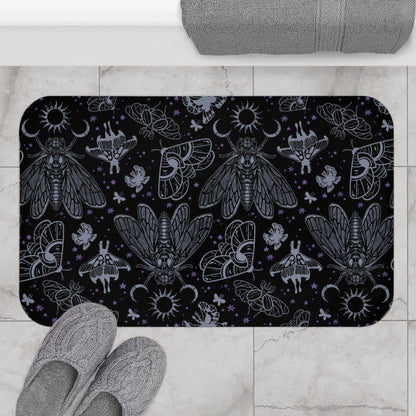 Esoteric Cicada Moon Bathmat - Blue - Red Finch Creations