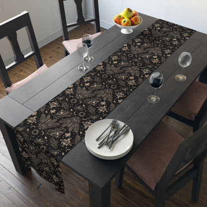 Witchy Cicada Table Runner - Black & Beige - Red Finch Creations