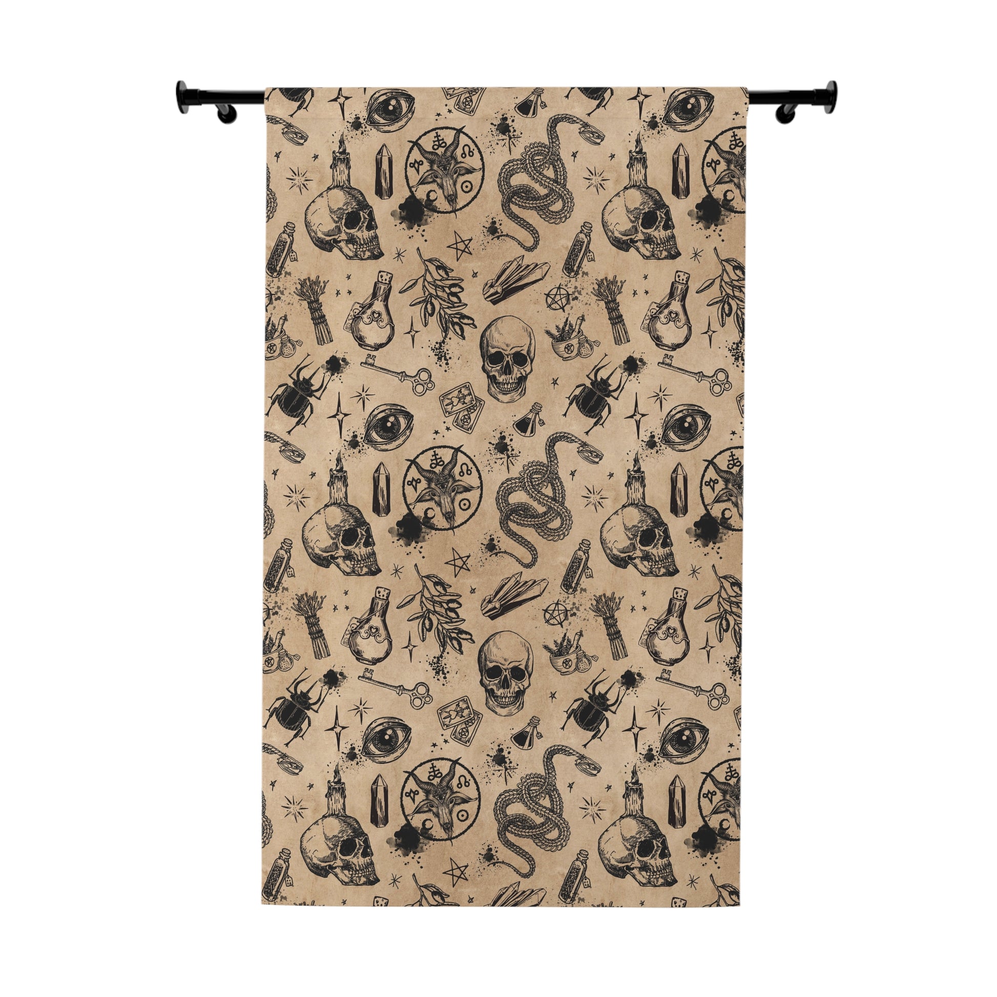 Occult Witchcraft Window Curtain (1 Piece) - Beige - Red Finch Creations