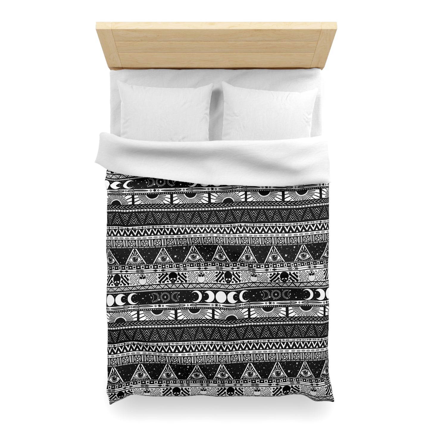 Striped Boho Goth Duvet Cover - Black + White - Red Finch Creations