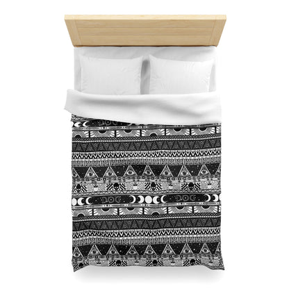 Striped Boho Goth Duvet Cover - Black + White - Red Finch Creations