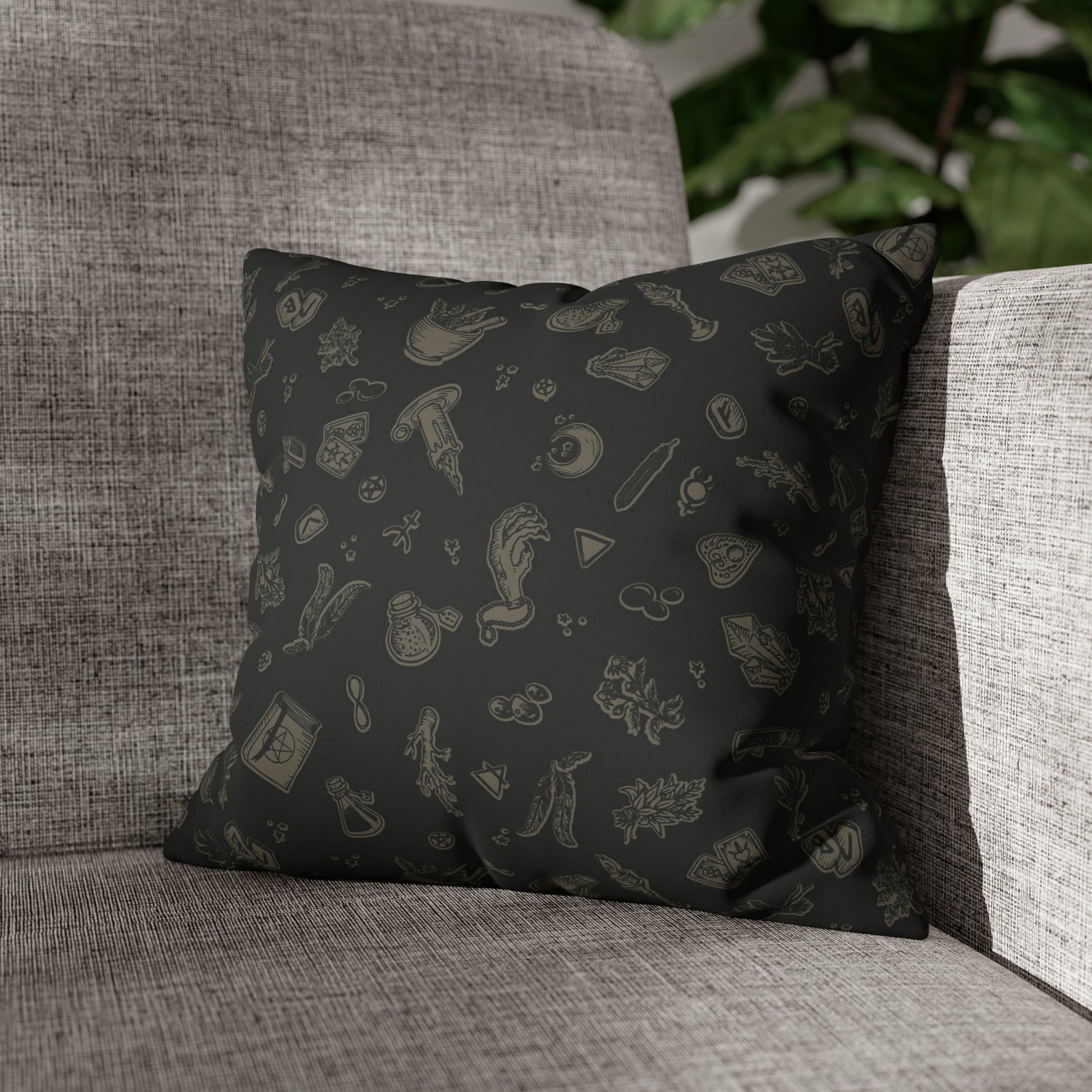 Occult Snake Skeleton Faux Suede Throw Pillow Case - Red Finch Creations