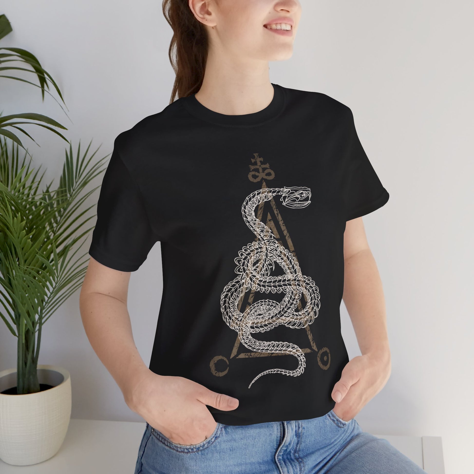 Occult Snake Skeleton Unisex T-Shirt - Black - Red Finch Creations