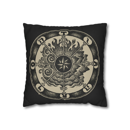 Occult Wheel of Fortune Faux Suede Throw Pillow Case - Red Finch Creations