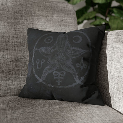 Dark Satanic Spun Polyester Throw Pillow Case - Black - Red Finch Creations