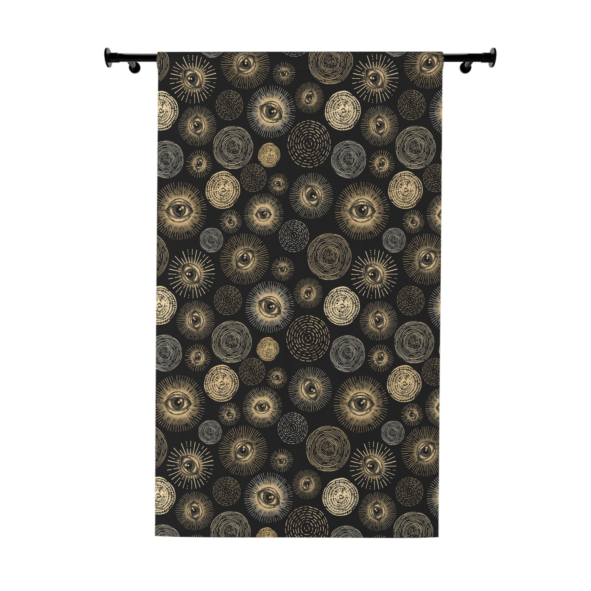 Esoteric Eye Window Curtain (One Piece) - Black & Gold - Red Finch Creations