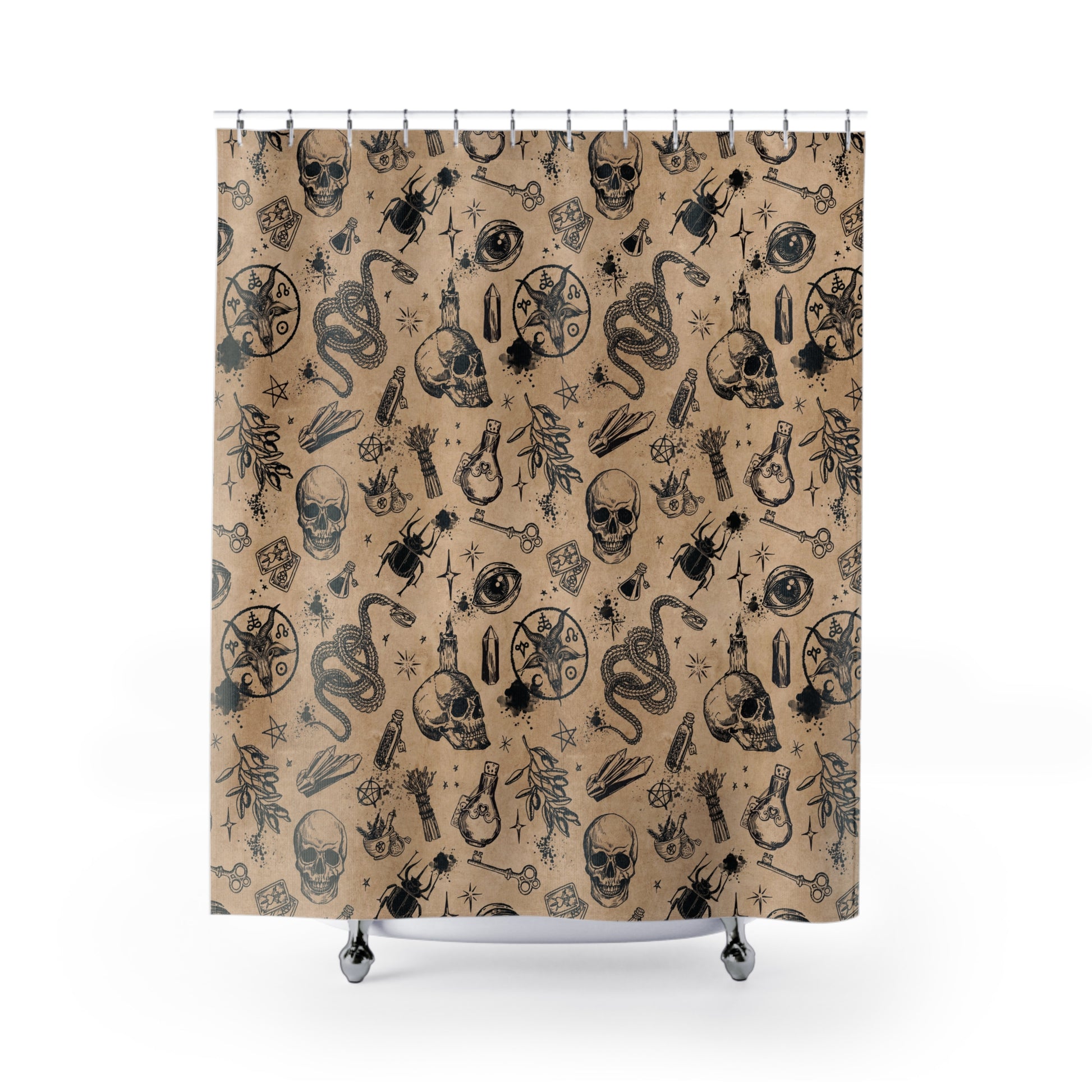 Occult Witchcraft Shower Curtain - Beige - Red Finch Creations