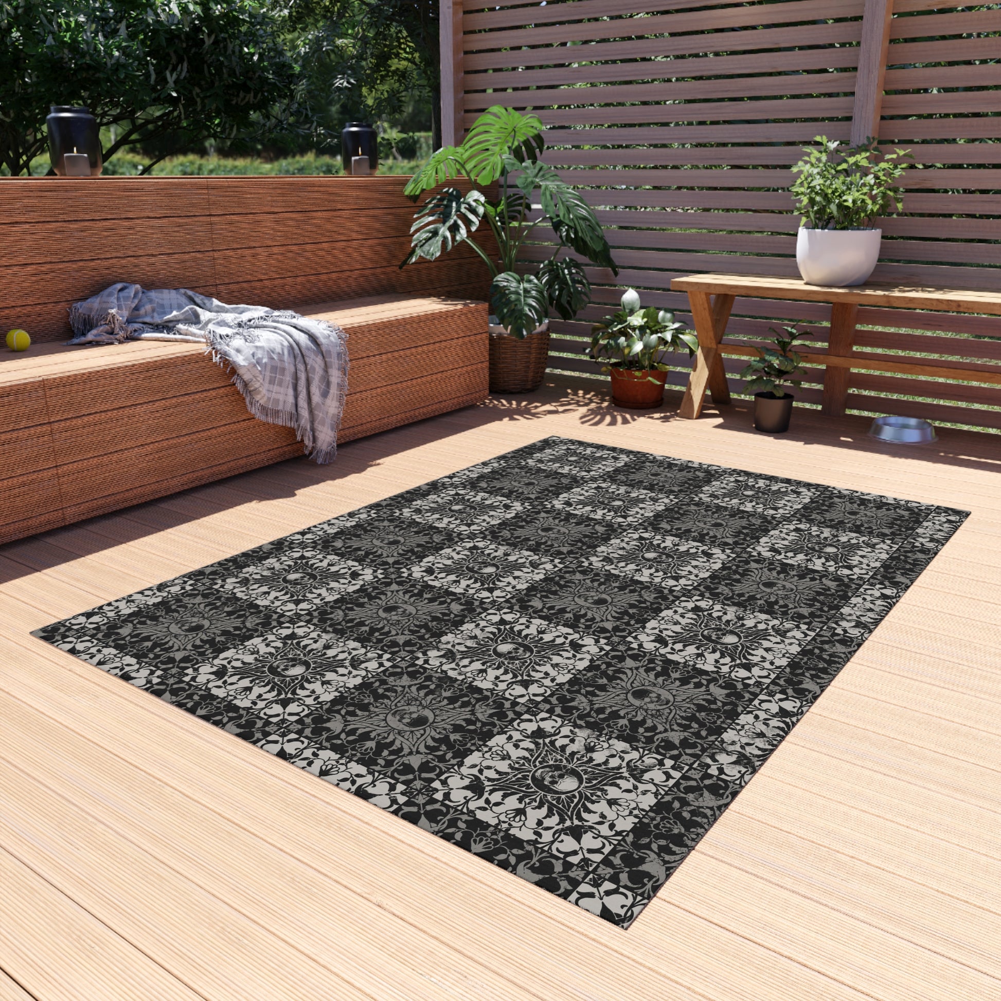 Gothic Checkered Indoor/Outdoor Area Rug - Red Finch Creations