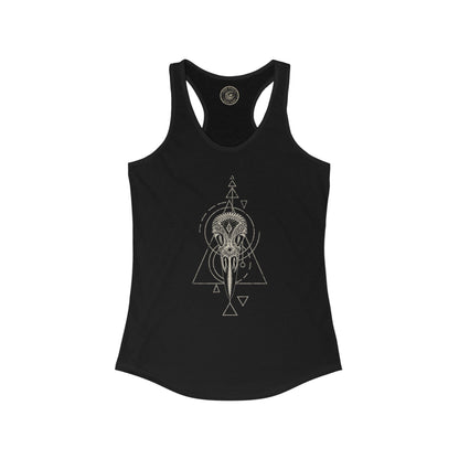 Carved Raven Skull Racerback Tank Top - Black