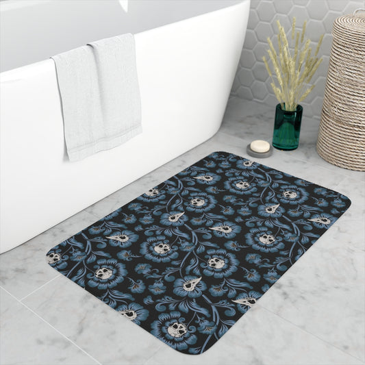 Victorian Skull Bath Mat - Blue - Red Finch Creations