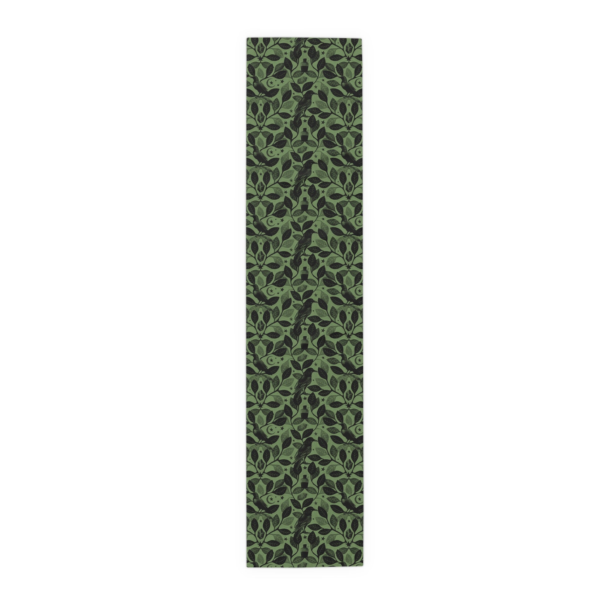 Witchy Watercolor Raven Table Runner - Green - Red Finch Creations
