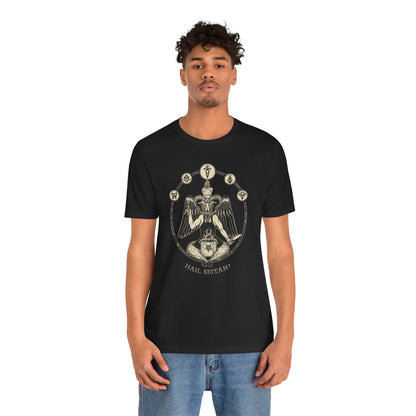 Hail Seitan Vegan Chef Baphomet Tshirt - Black - Red Finch Creations