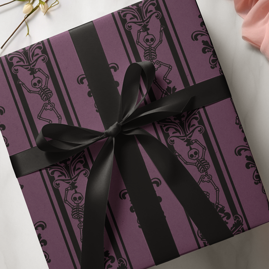 Dancing Skeleton Wrapping Paper - Mauve