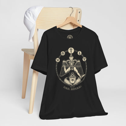 Hail Seitan Vegan Chef Baphomet Tshirt - Black - Red Finch Creations