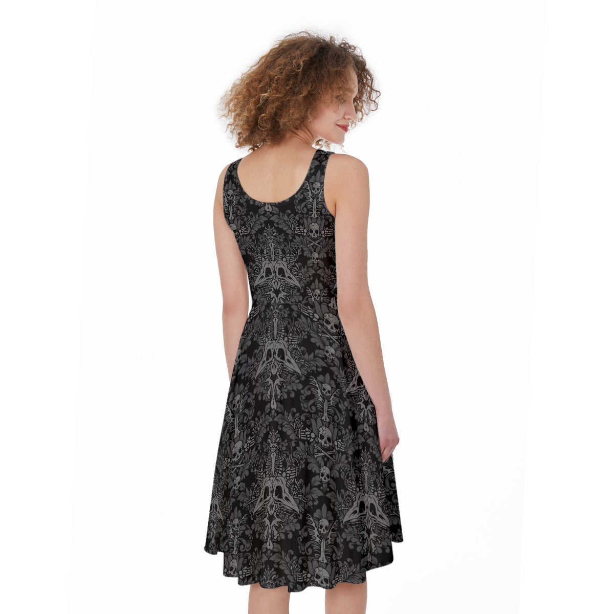 Damask Bones Stretchy Skater Dress w/ Pockets