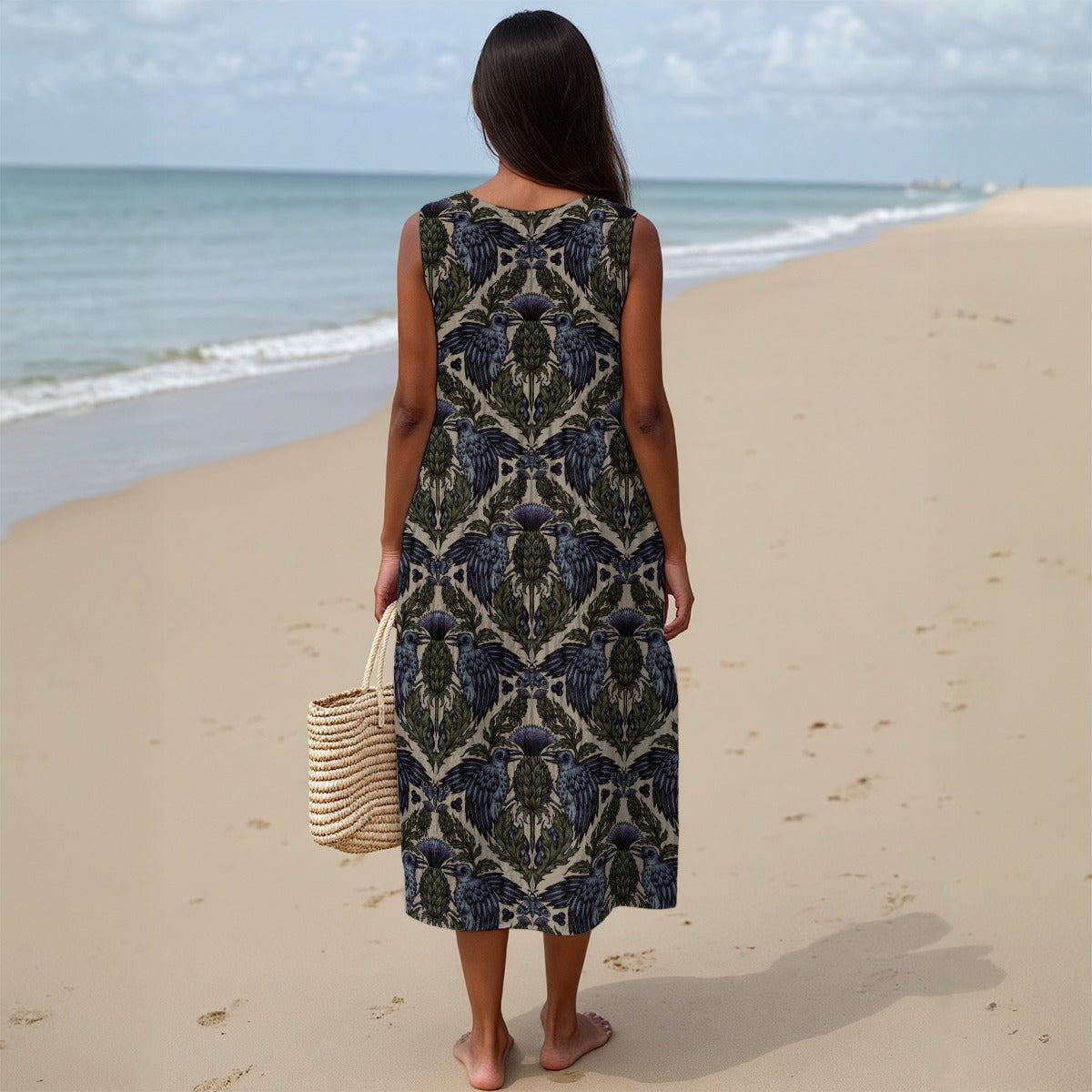 Raven Thistle Slub Cotton Sundress w/ Pockets